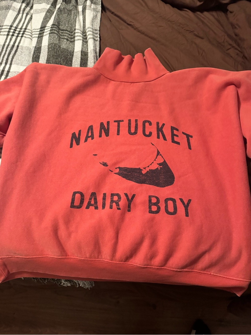 Nantucket Dairy Boy Coral Crew Pullover Sweatshirt